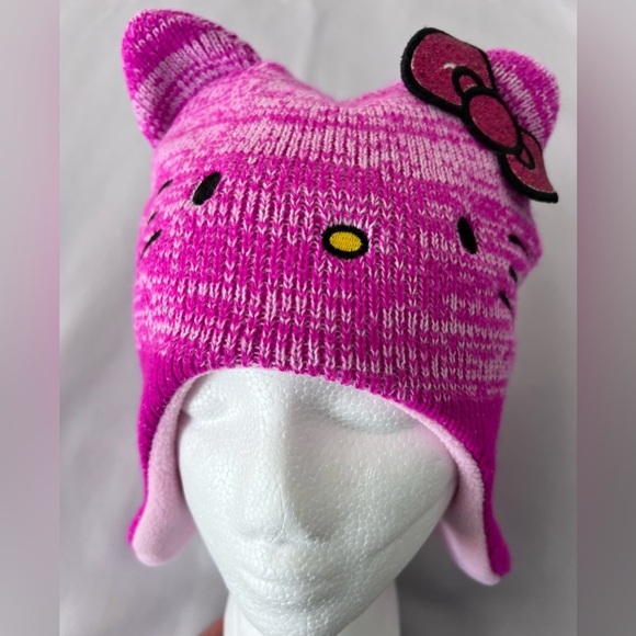Hello Kitty Mittens Hat Girls Pink Cat Hat/cap - Picture 2 of 11